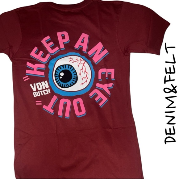 Von Dutch Men's Red Wine "KEEP AN EYE OUT" Eyeball
Graphic Tee/T-Shirt | NEW/NWT - Picture 2 of 7
